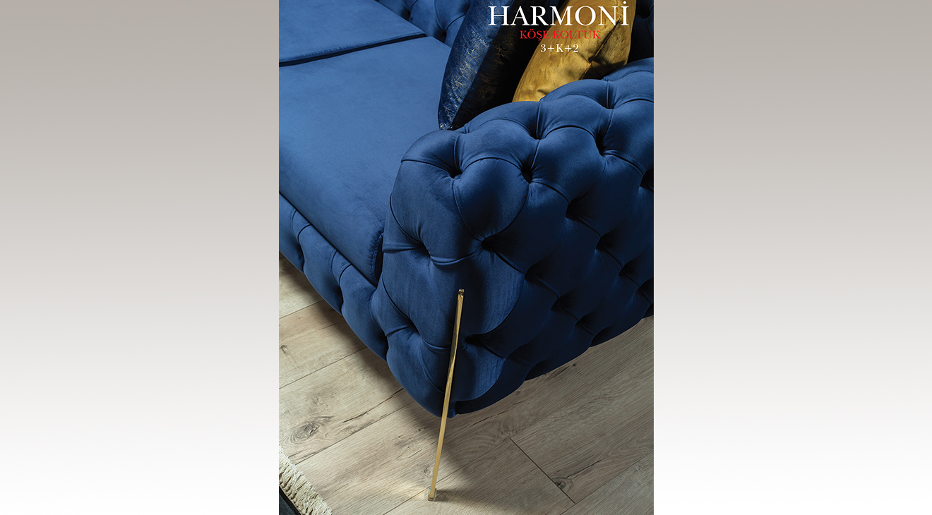 Harmony-A Gold Metal Ayaklı Köşe Koltuk Takımı